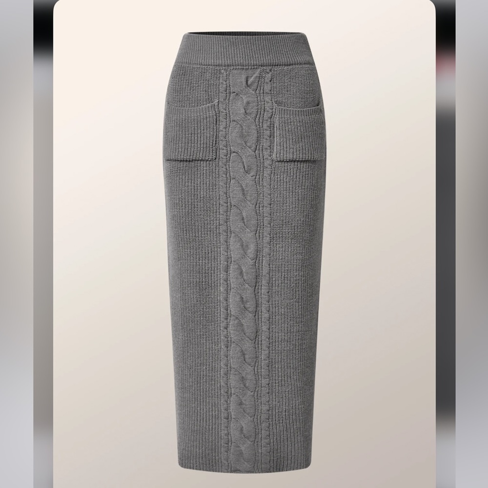 Plain High Waist Plain Sweater Skirt - Picture 6 of 10